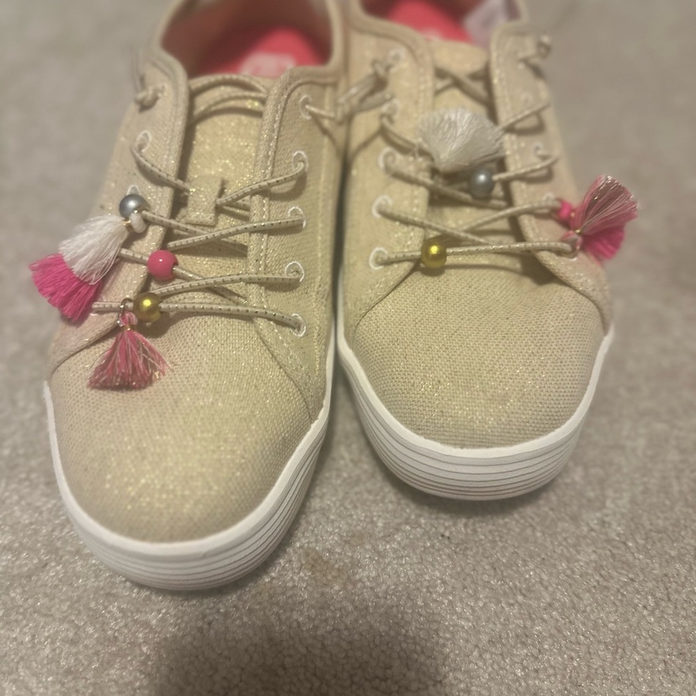 Hey Dude Beige Sneakers with Colorful Tassels